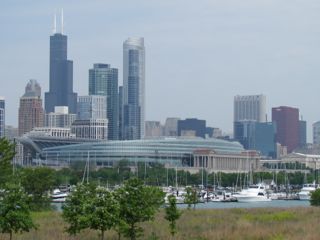 Soldier Field and downtown Chicago