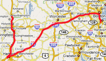 Quincy to Northampton via Newington