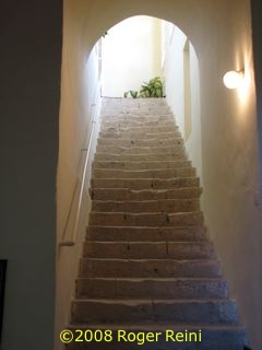 The stairs to the living quarters at Mazraih