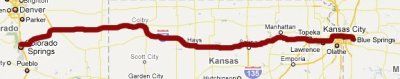 Map of first day heading home My route the first day heading home